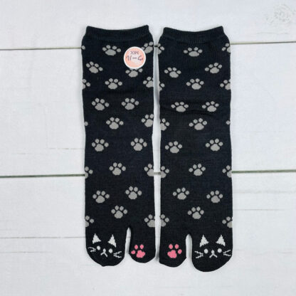Trois Epri 肉球＆足先猫柄 ウール混足袋ソックス 22-25cm T-962A - 画像 (2)