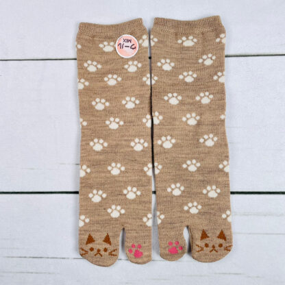 Trois Epri 肉球＆足先猫柄 ウール混足袋ソックス 22-25cm T-962A - 画像 (5)