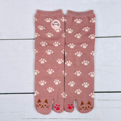 Trois Epri 肉球＆足先猫柄 ウール混足袋ソックス 22-25cm T-962A - 画像 (6)