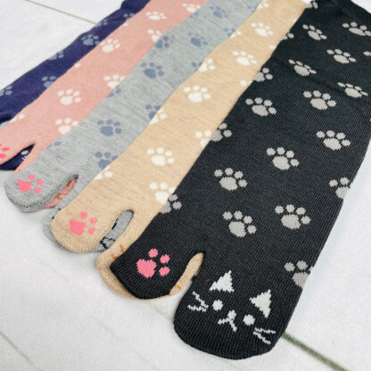 Trois Epri 肉球＆足先猫柄 ウール混足袋ソックス 22-25cm T-962A - 画像 (12)