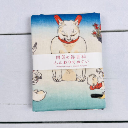 山本仁商店 国芳の浮世絵 二重ガーゼ 手ぬぐい かゞ身団扇 15407-4582 - 動物雑貨の通信販売【モフタス・ストア】
